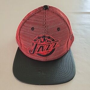 Utah Jazz NBA New Era 9Fifty Adjustable Snapback Hat Leather Brim 90s Vtg READ